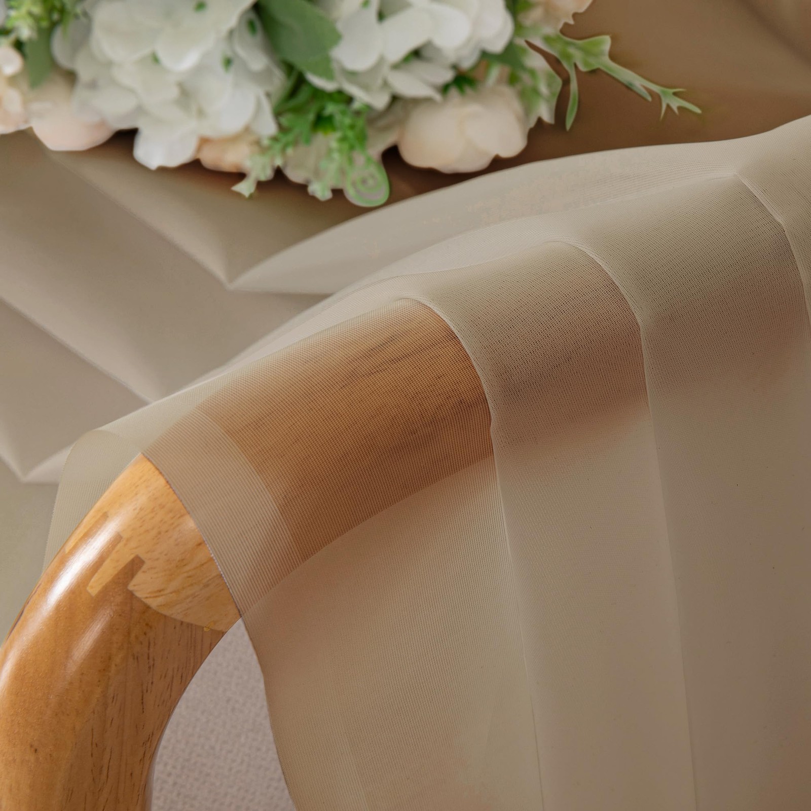 Sheer Valances for Windows 2 Pack, Small Window 42″W x 14″L (Pack of 2) Taupe