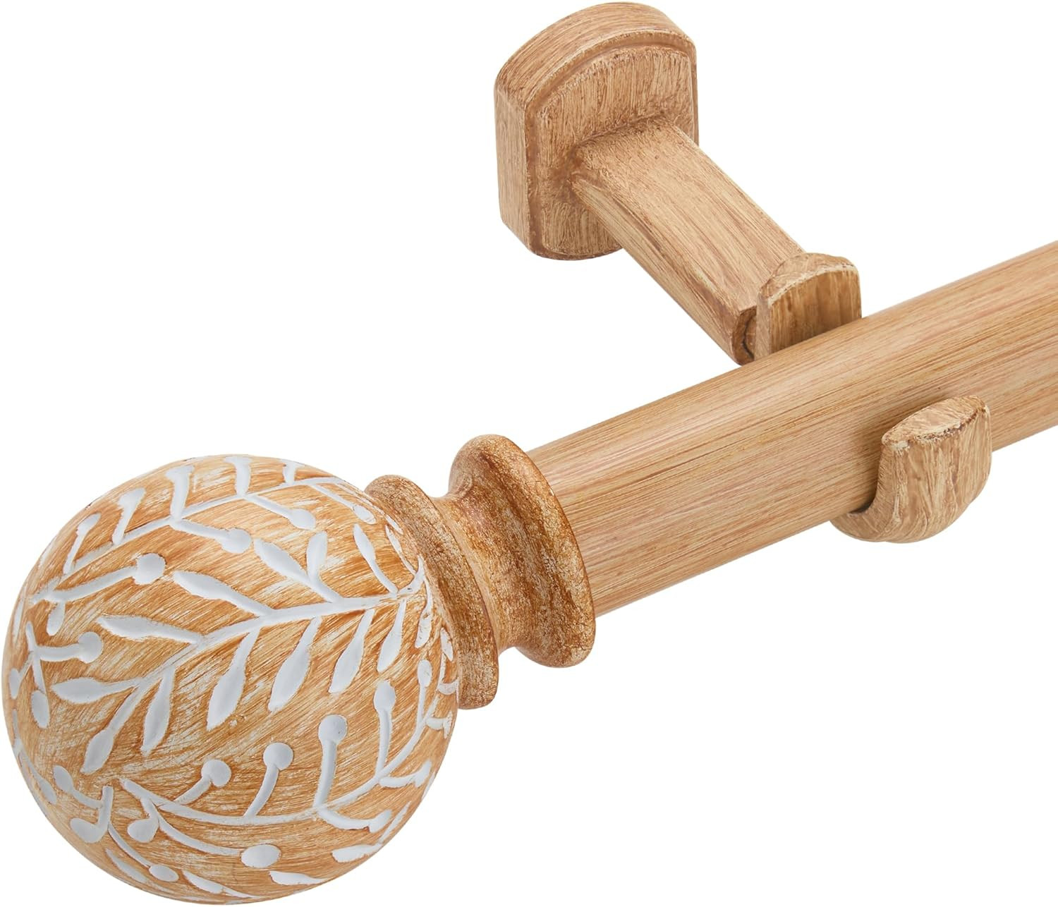 Heavy-Duty 1-1/8″ Wood Curtain Rods 120-240″ with Seaweed Finial