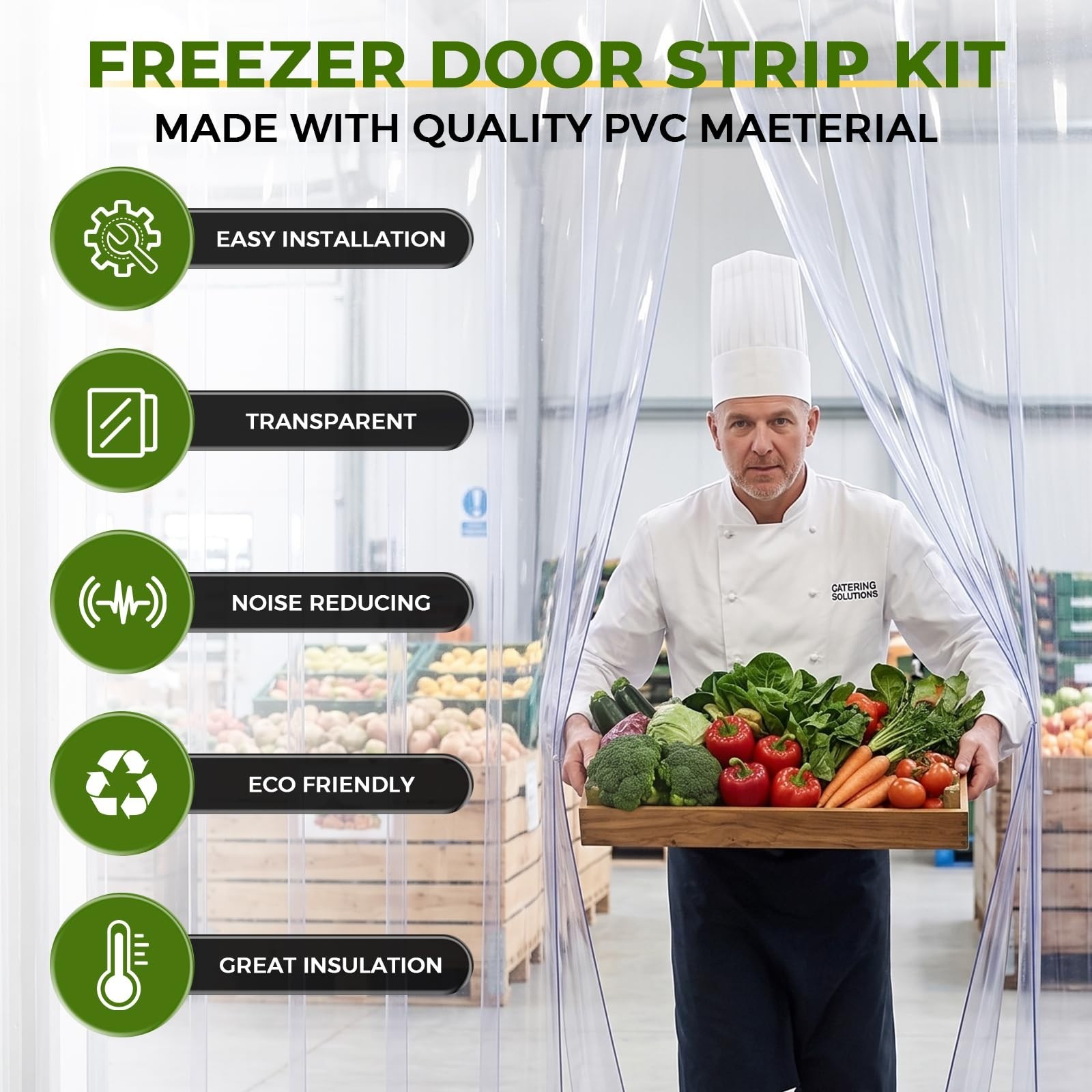 Heavy-Duty Clear PVC Strip Door Curtain 36×84″ Waterproof for Cooler, Freezer, G