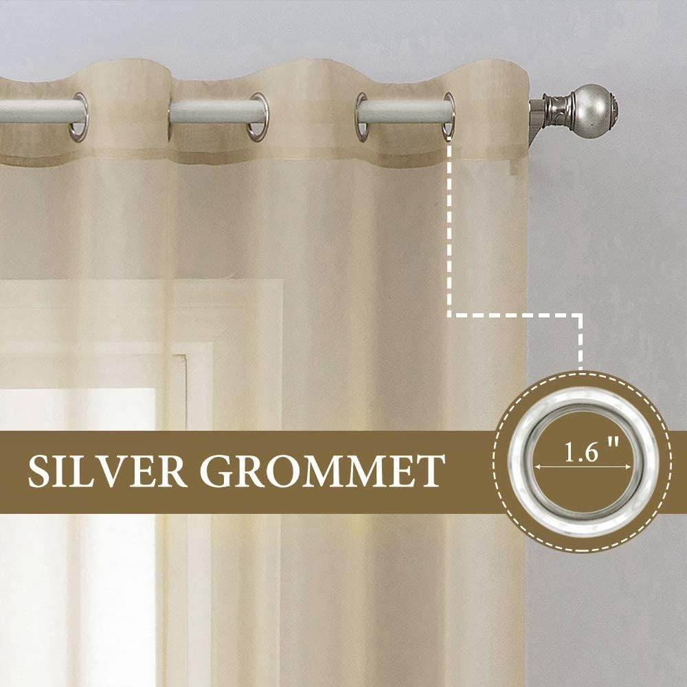 MIULEE Solid Color Sheer Curtains 63 Inches Long 2 Panels Set – Elegant Lightwei
