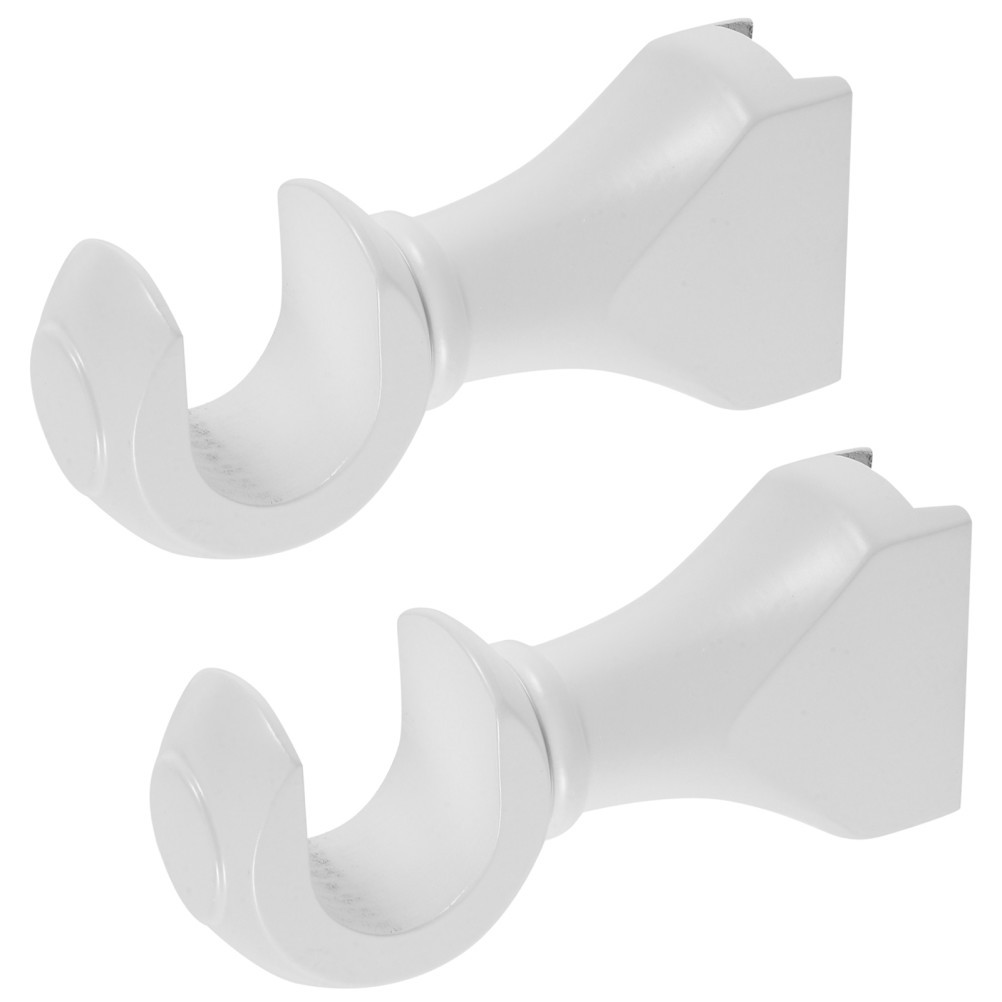 2Pcs White Wooden Curtain Rod Brackets Easy Install Multi Scene Use for Home