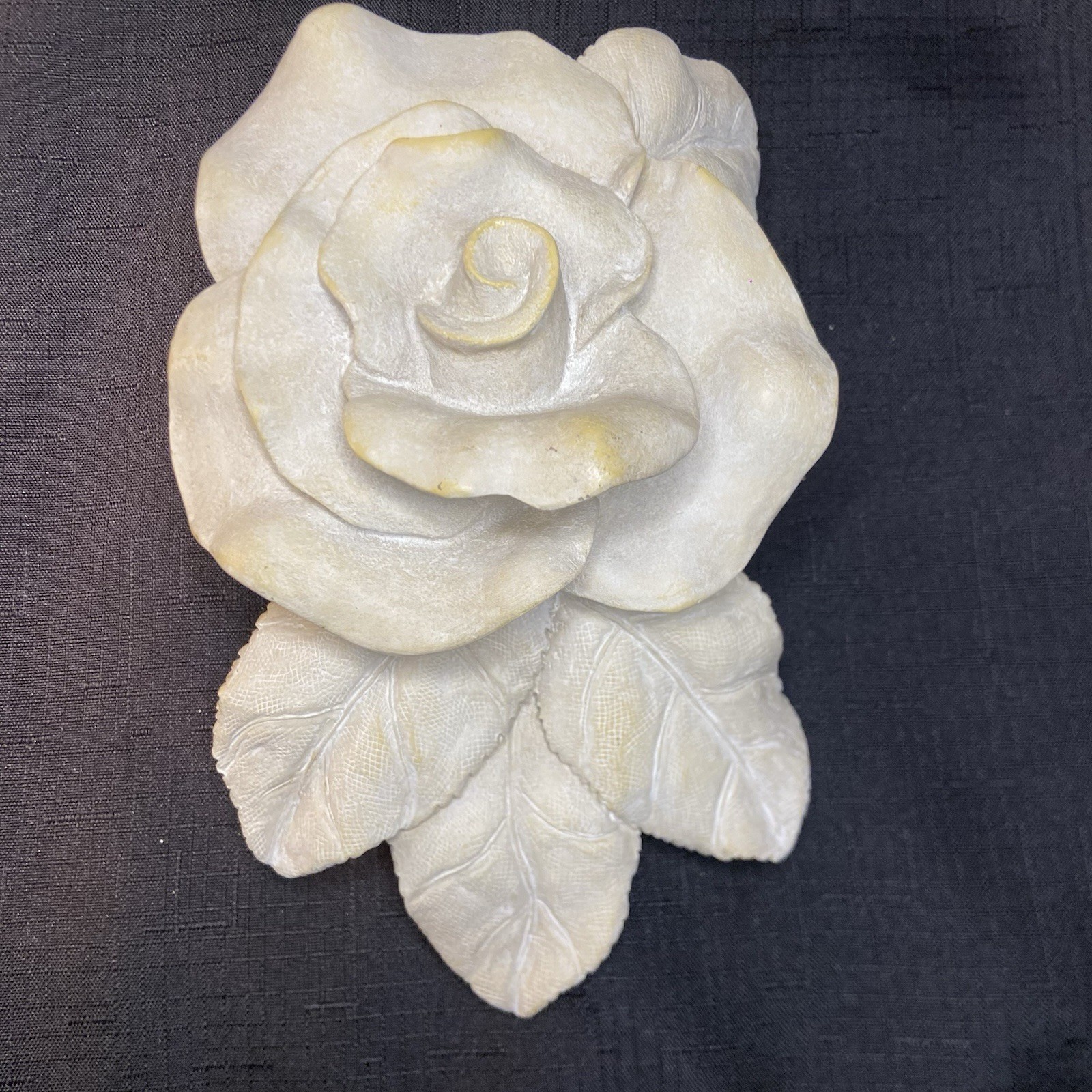 Set of 2 Vintage Ivory Rose Resin Floral Curtain Rod Pole Holders