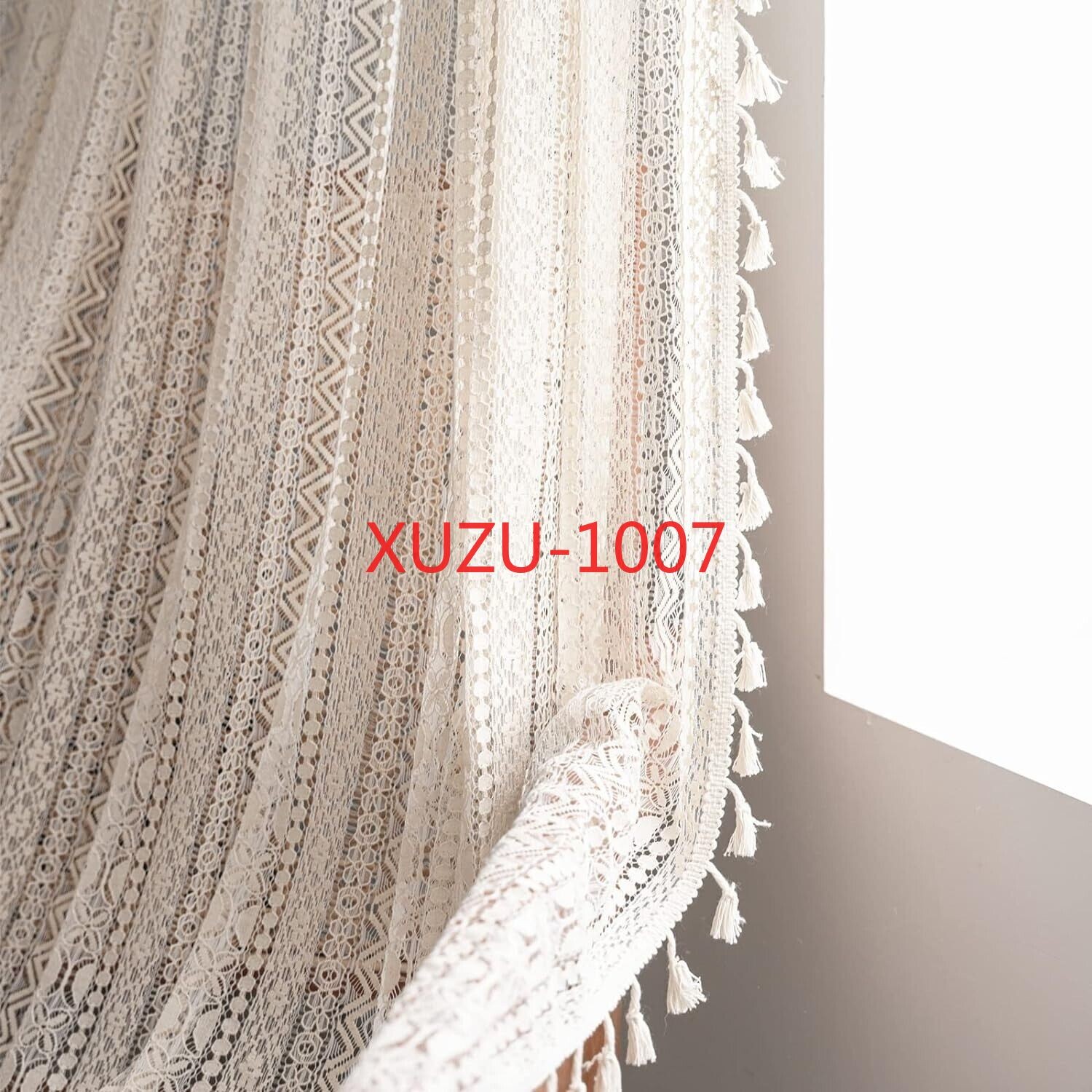 Crochet Lace Curtain Panels Window Drapes Bedroom Living Room Rod Pocket Rustic