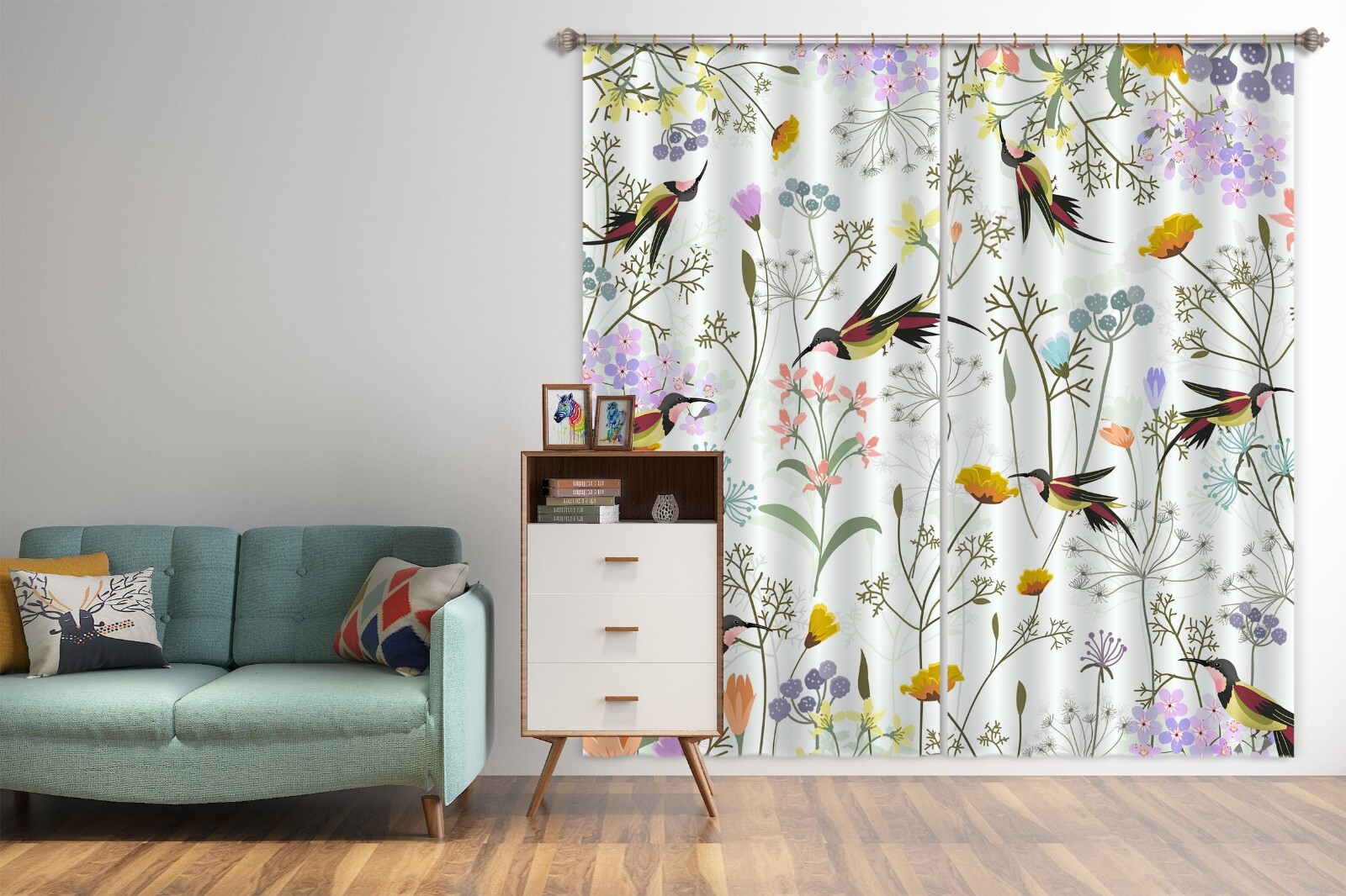 3D Cute Wildflower Bird ZHUA617 Photo Curtain Window Blockout Fabric Amy 2023