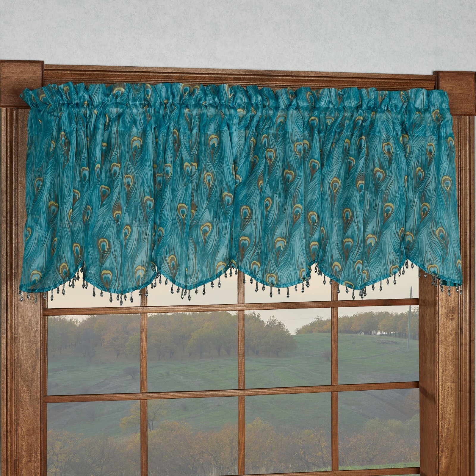 King Peacock Sheer Scalloped Valance Sapphire 59 x 21