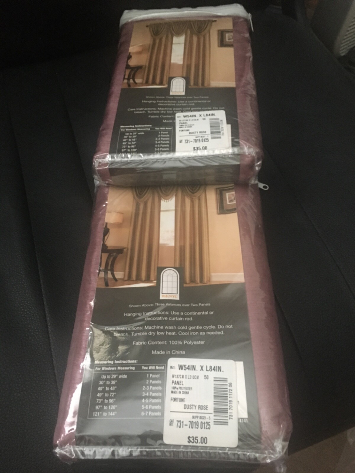 FORTUNE Curtains 2 PACKS 1 PANEL EACH PACK 54 X 84 DUSTY ROSE BRAND NEW