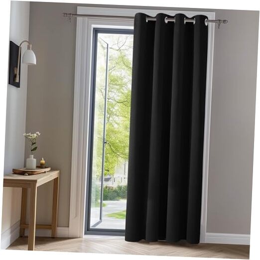 Deconovoout Curtain Panel – Solid Grommet Top, 42″W x 63″L (Pack of 1) Black