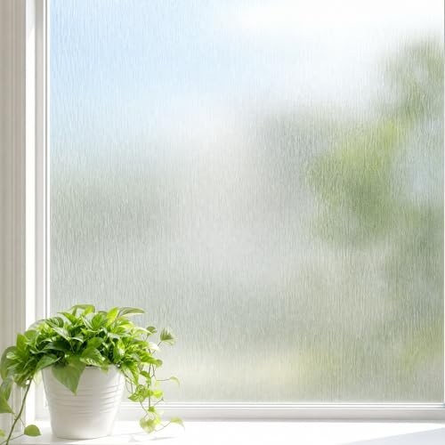 Frosted Window Privacy Film -Brushed Silver Static Cling Glass Film 78.7 x 29.5″