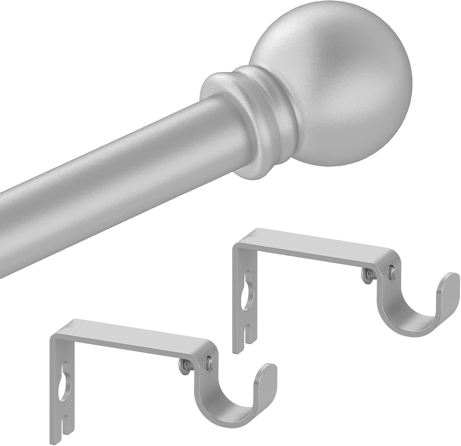 Silver Curtain Rods for Windows with Brackets,5/8 Inch Diameter Small Window …