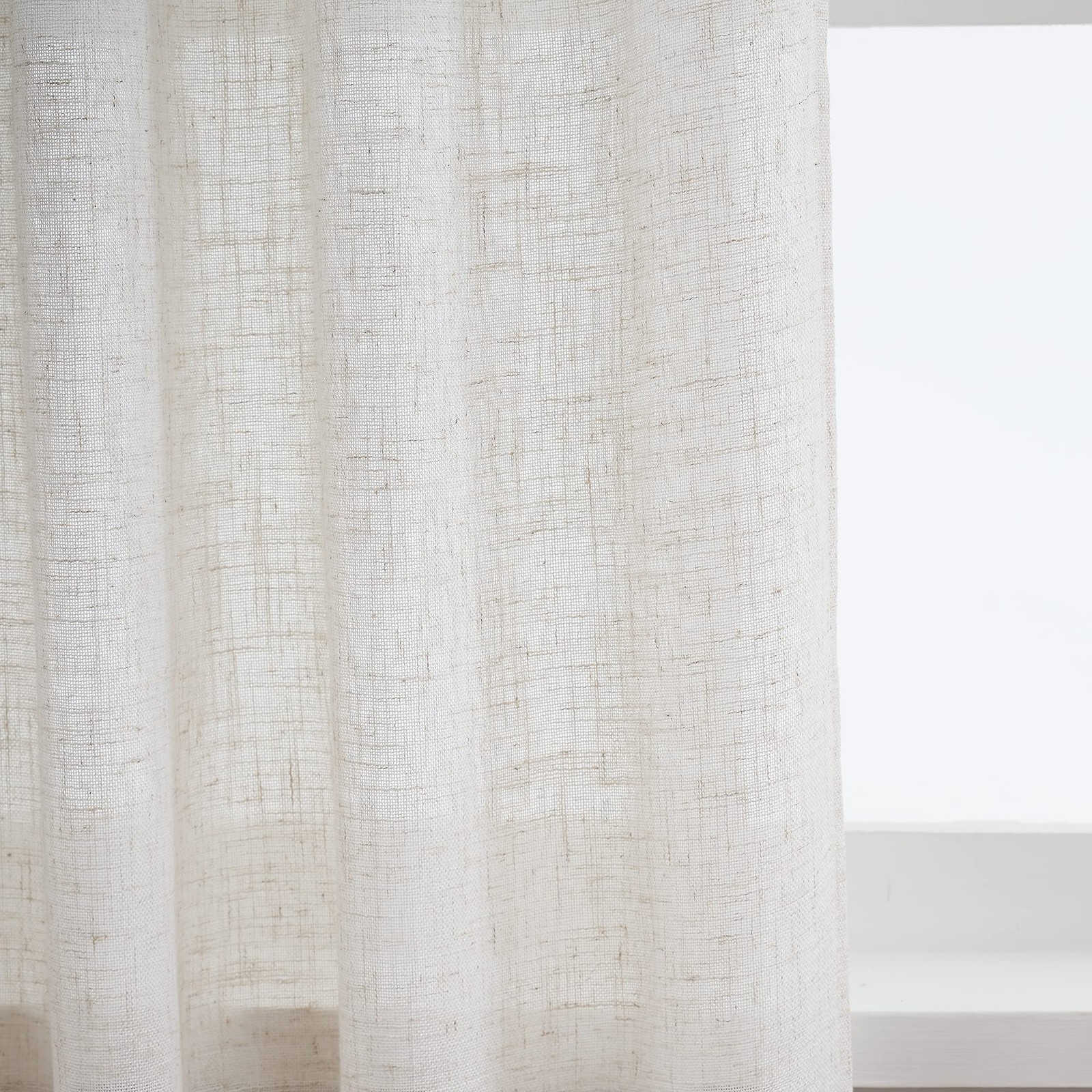 VOILYBIRD Natural Linen Semi Sheer Curtains Tab Top Light Filtering Elegant