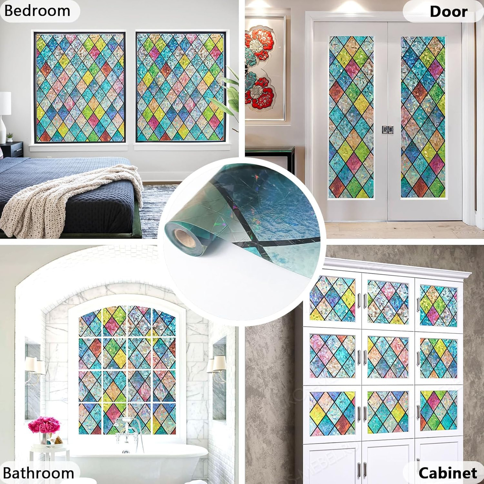 Window Privacy Film Static Cling Frosted Glass Decorative UV Resistant 17.5 x