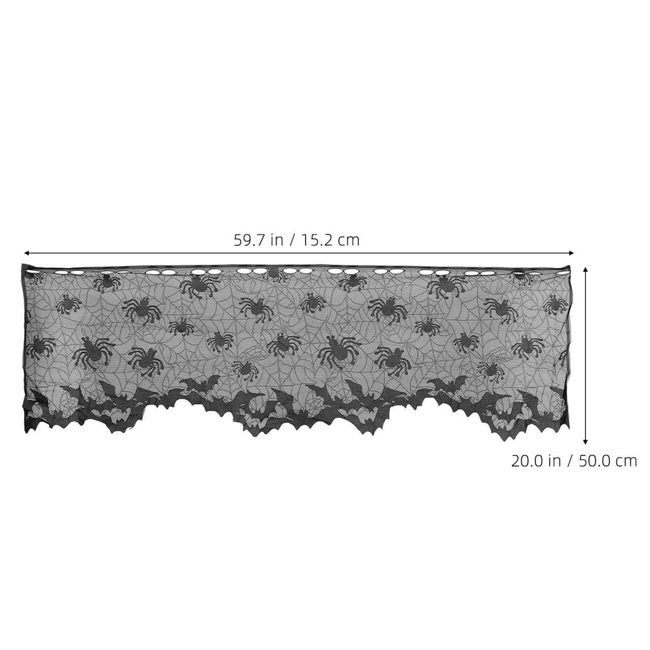 Baluue Halloween Lace Window Curtain with Spider Web and Bats 60X20 Inch Door an