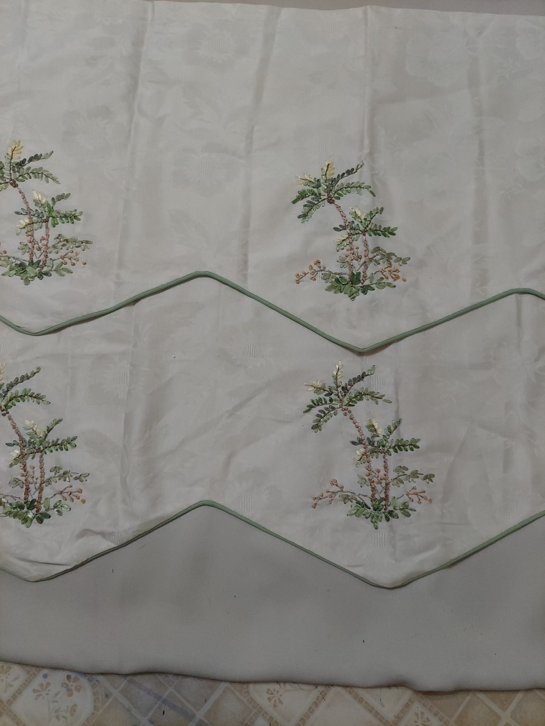 Designables Oasis Embroidered Palm Trees Curtain Valances Set Of 2 44in wide