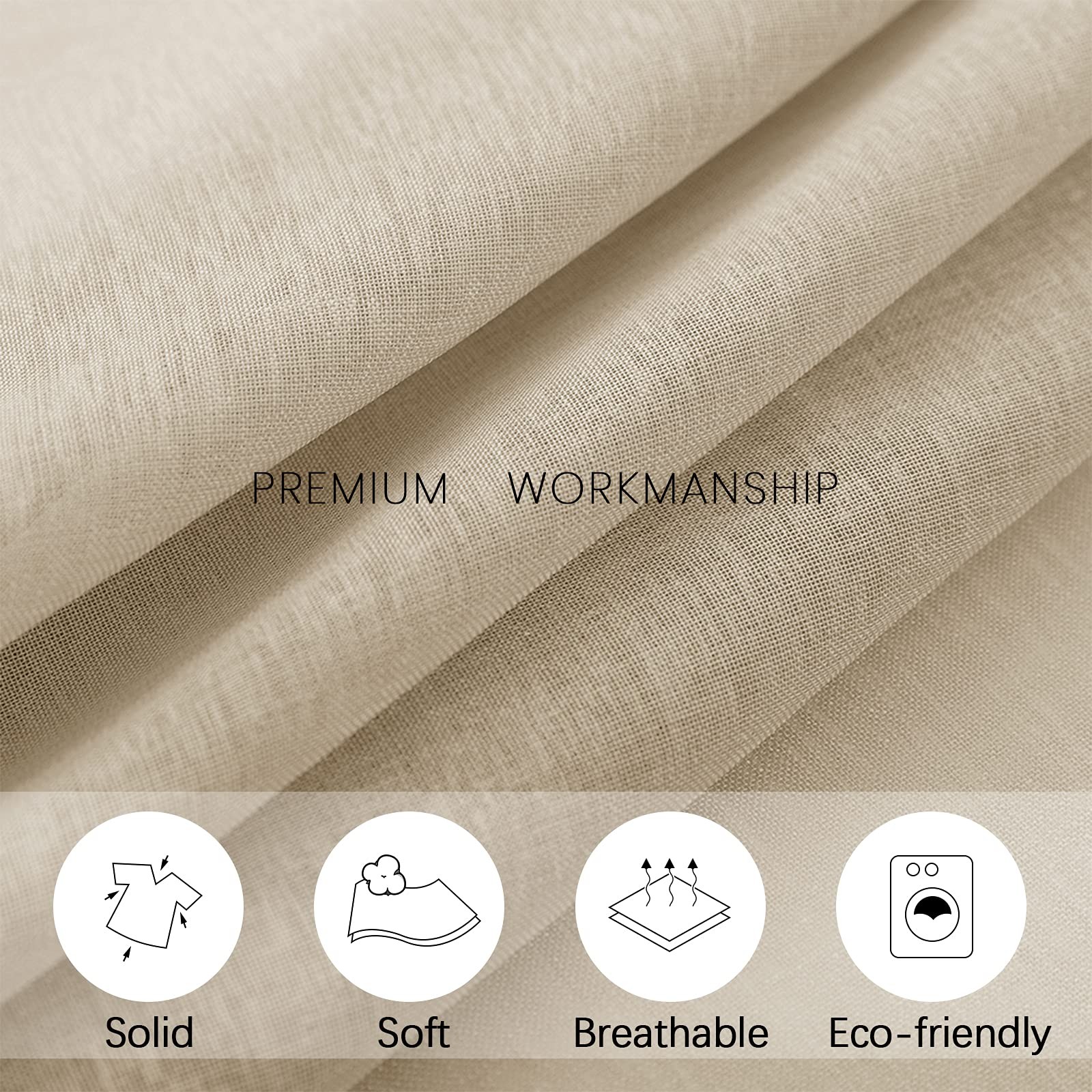 MRTREES Beige Sheer Valances 54 x 16 inches 54″W x 16″L (Pack of 1),