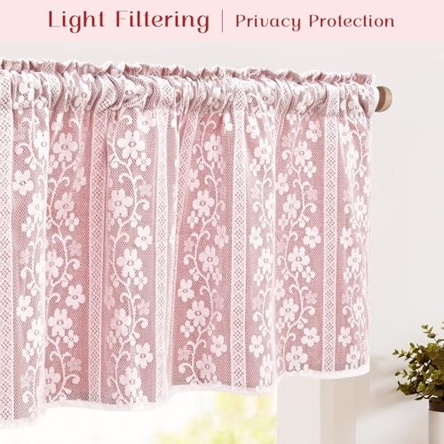 Linen Valance Curtains Double 52″W x 18″L (Pack of 1) Red Light Filtering