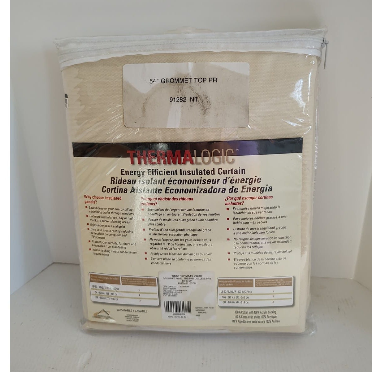 Weathermate Cream Thermalogic Grommet Blackout Panel 80X54