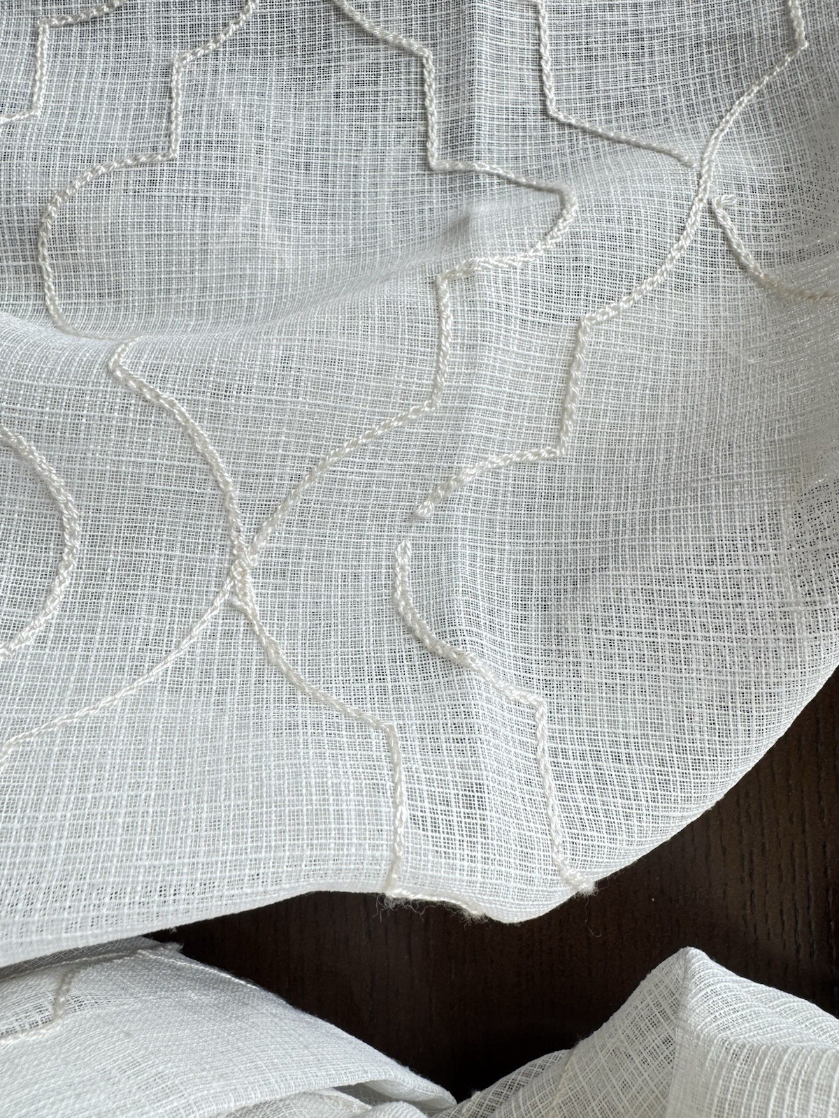 Rodeo Home – 2 Ivory Embroidered Moroccan Trellis Sheer Curtain Panels 54×96