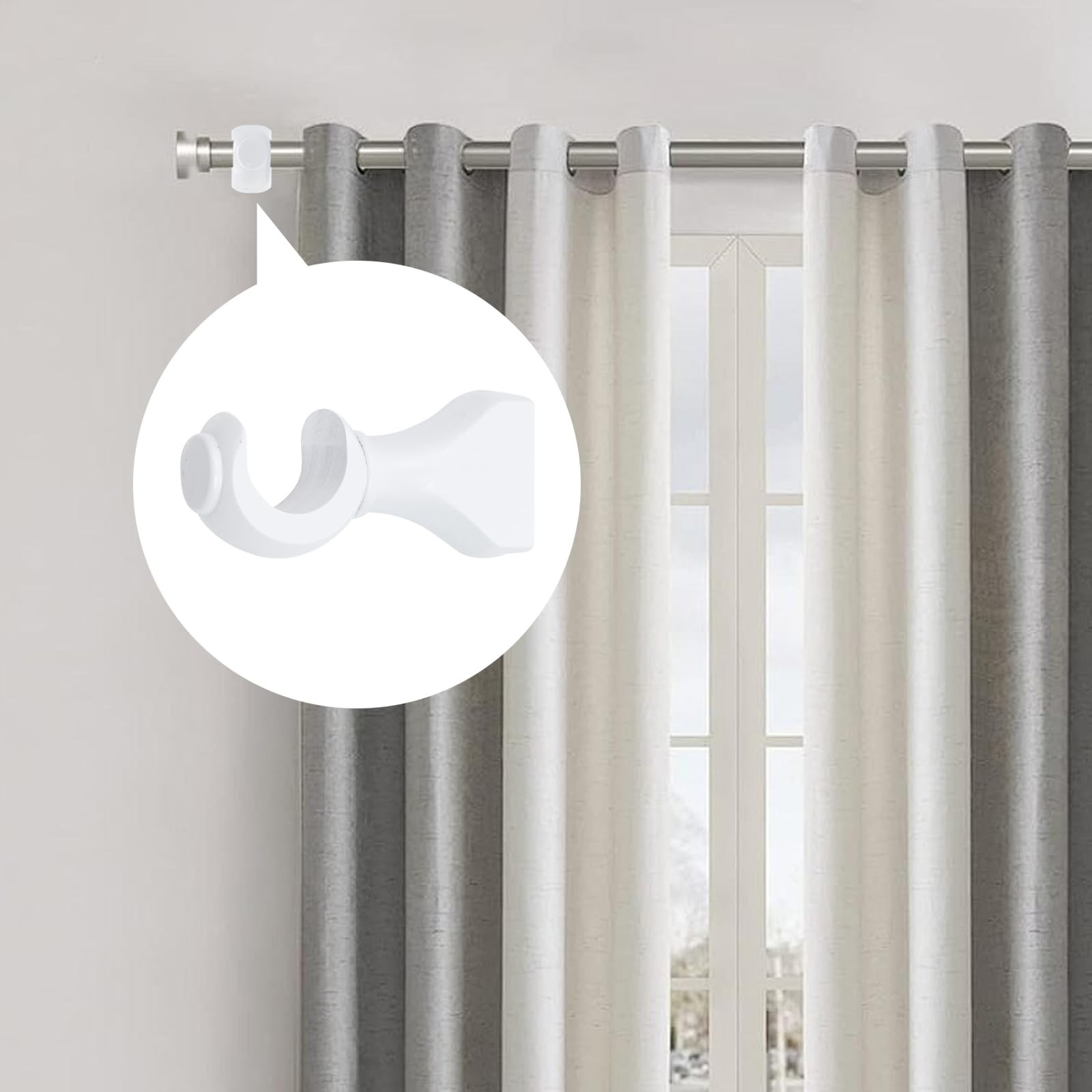 Wood Curtain Rod Brackets 4 Pack White Support for 1-3/8in 35mm Rods