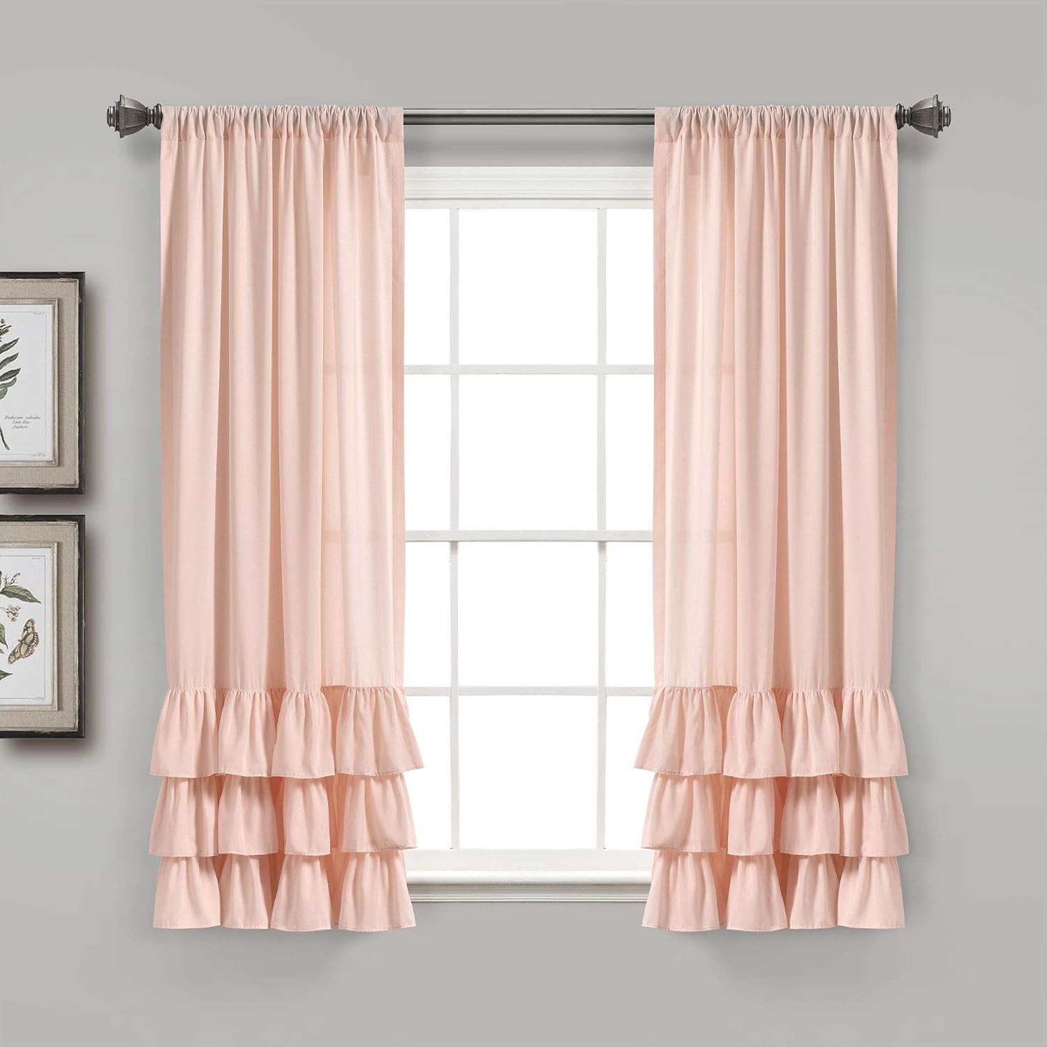 Allison Ruffle Light Filtering Window Curtain Panels Pair 40″ W X 84″ L White –