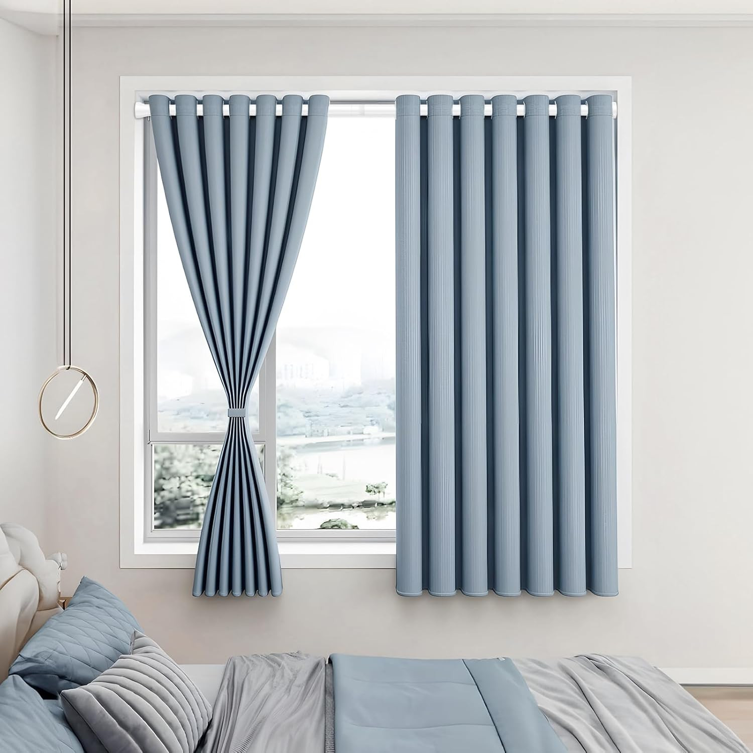 Tension Curtain Rod Adjustable Spring Tension Rods for Windows 28 to 48 Inch, No