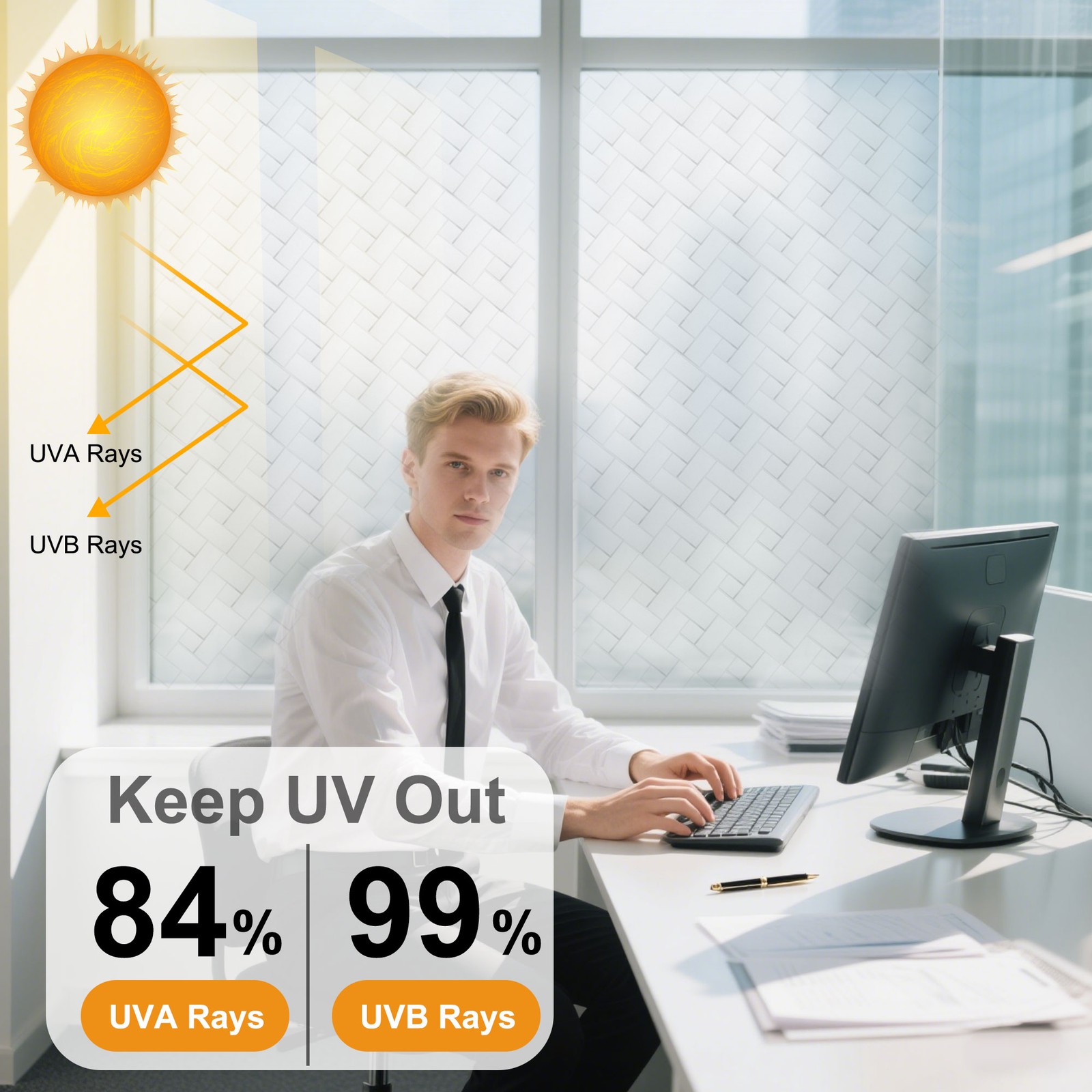 Frosted Privacy Window Film Static Cling Sun Blocking Glass Sticker for DIY Home