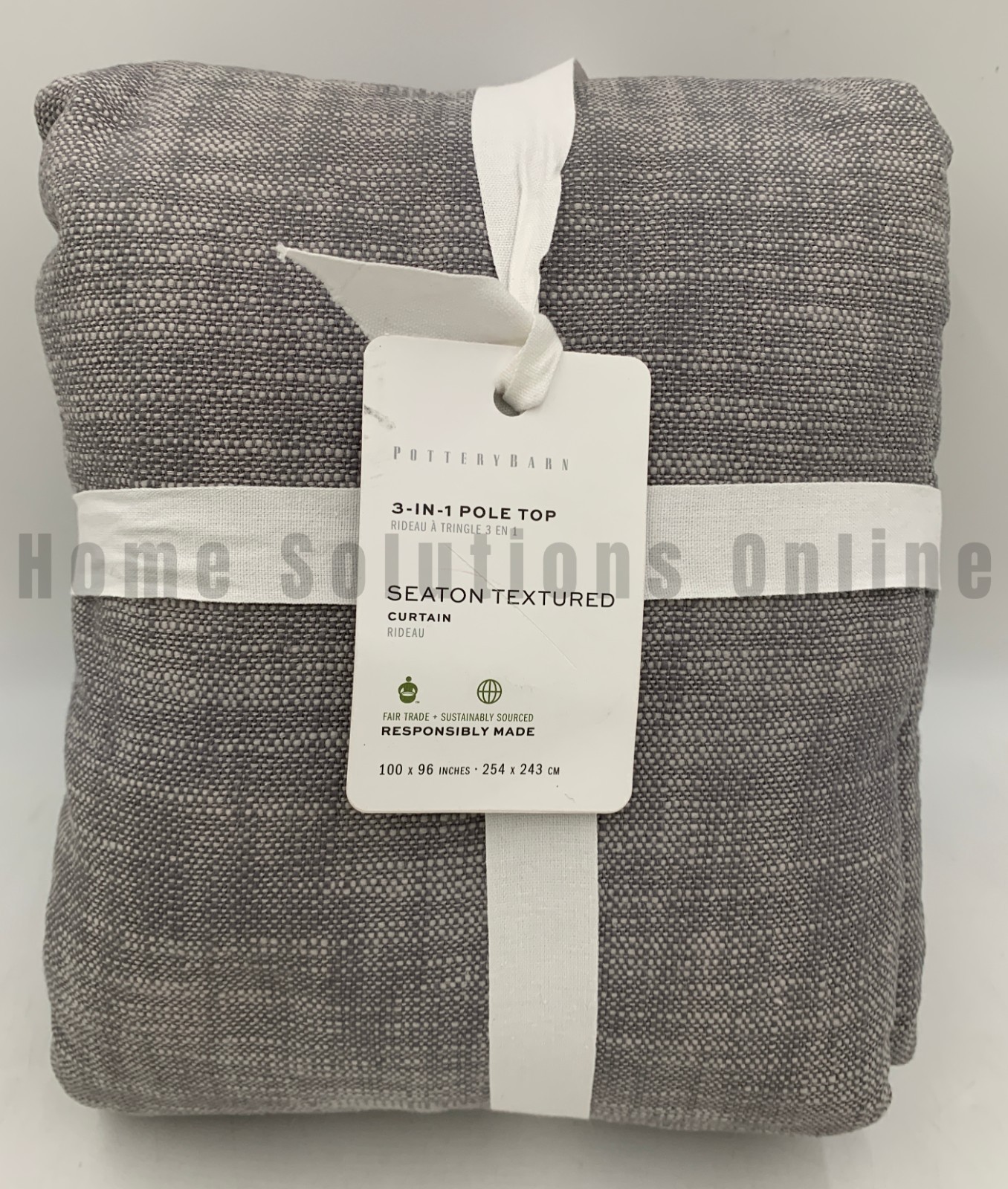 Pottery Barn Seaton Textured Cotton Lined Curtain Flagstone 100″ x 96″ #B6011