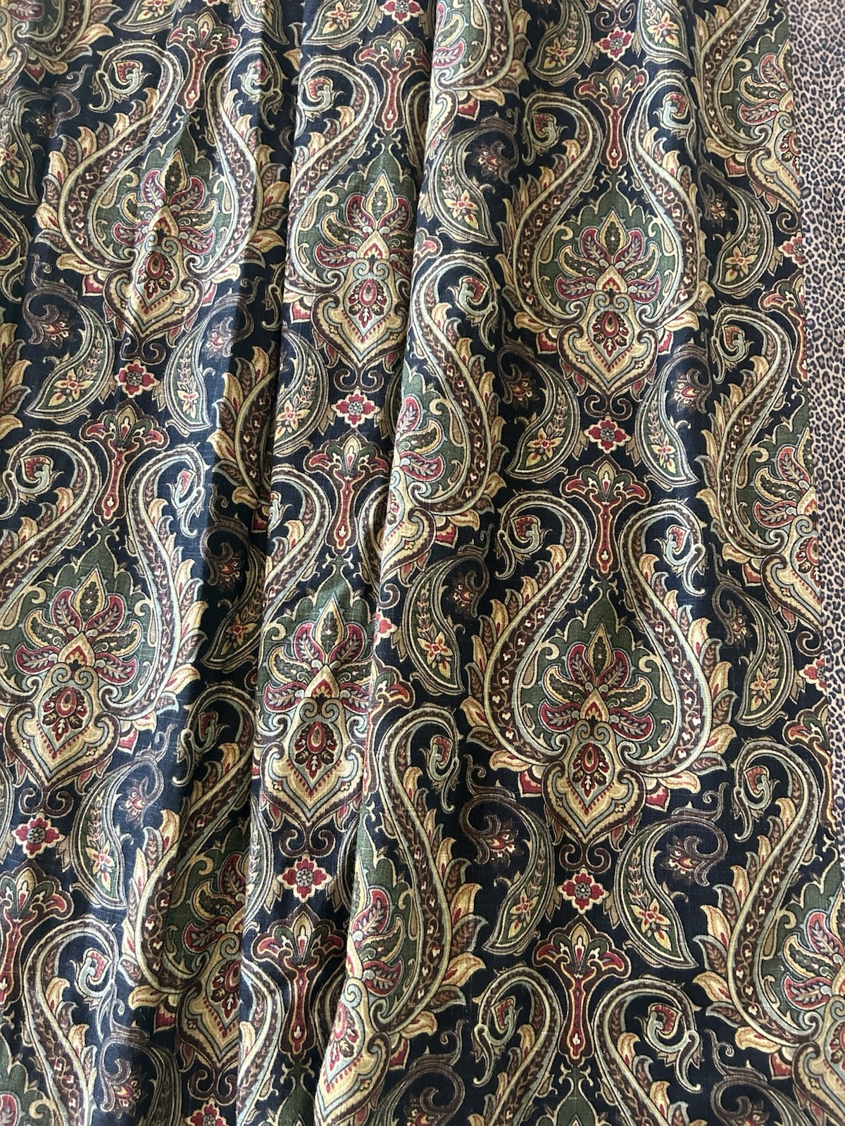 Custom Heavy DRAPES Paisley Jacquard Weighted Lined 21×88” Leopard Dark 2 Panels