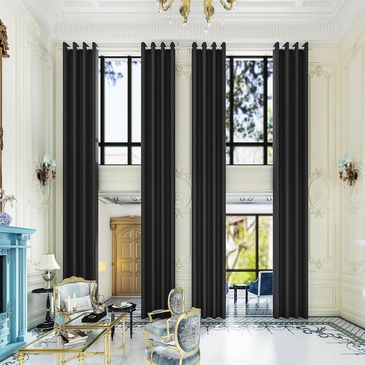 Extra Long Blackout Curtains – 2 Story High Living Room Drapes – Tall Curtains f