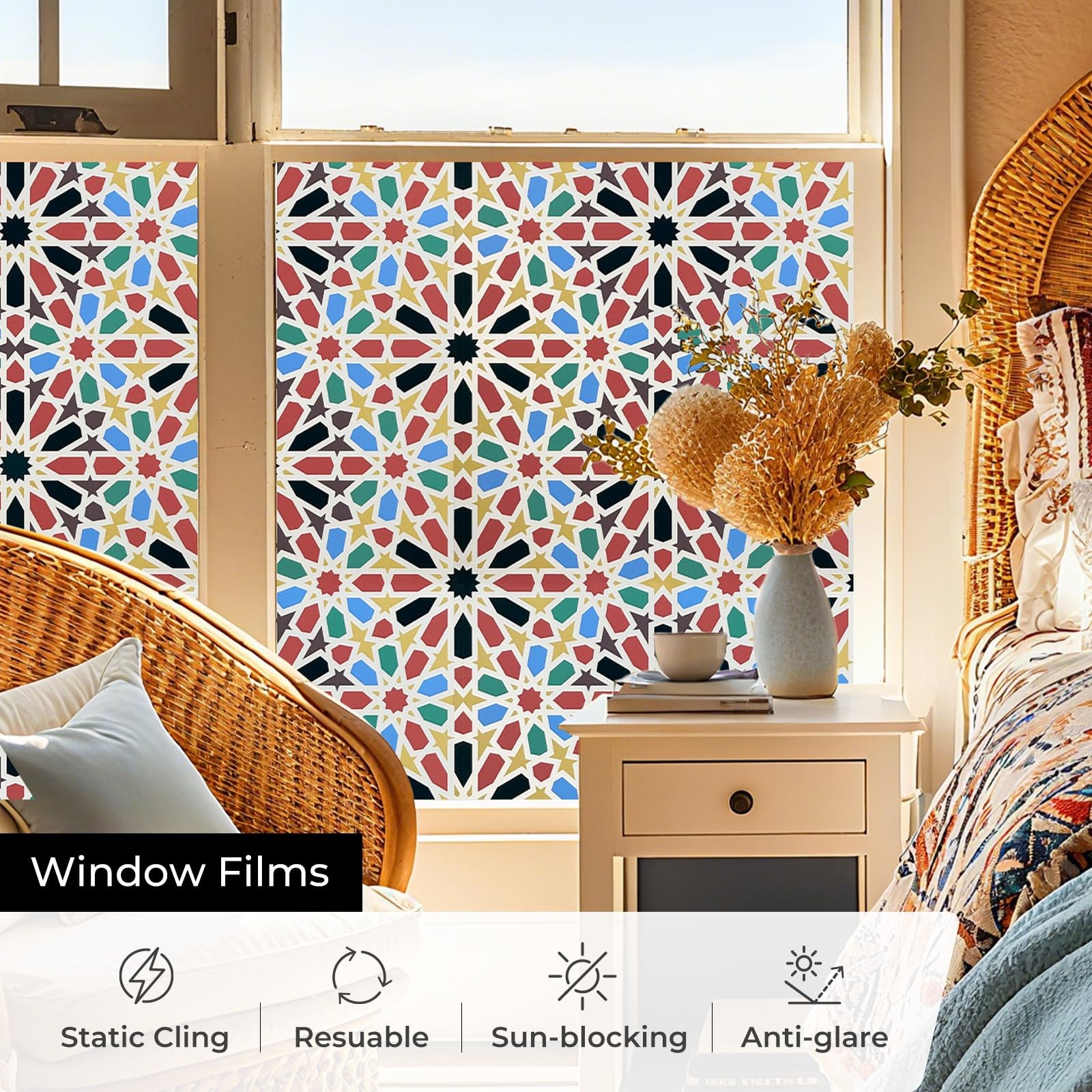ADD.HERES Window Stickers, Stained Glass Window Privacy Film, UV Blocking Sta…