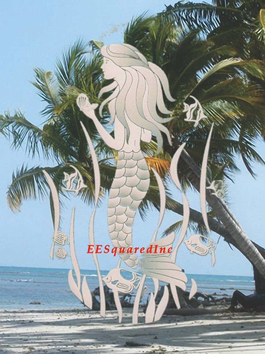Mermaid Static Cling OVAL Window Decal 8×12 Sliding Glass & Shower Door Decor