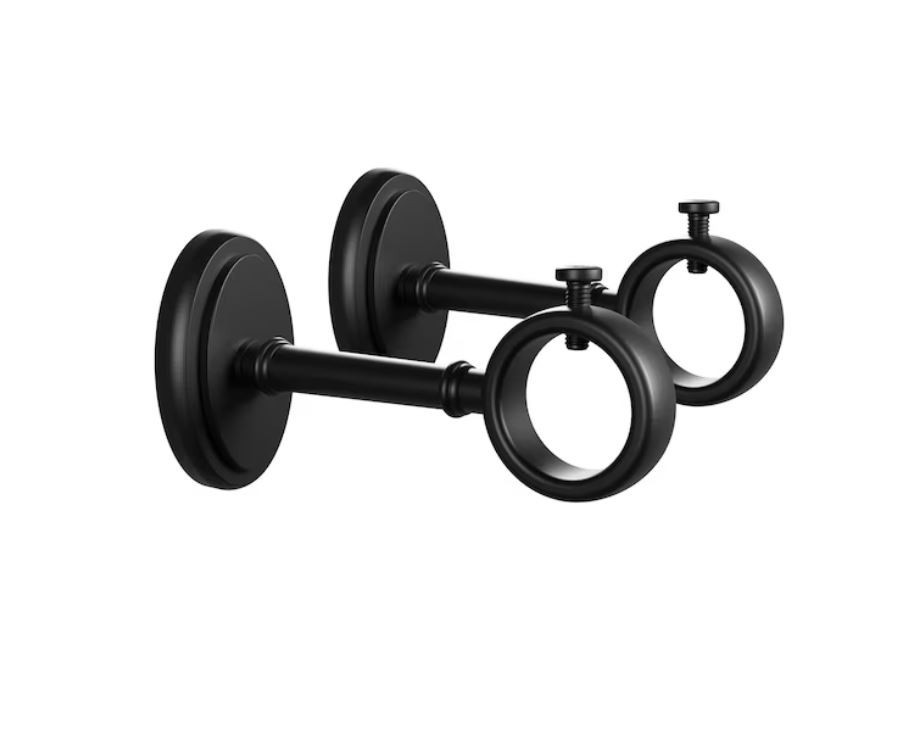 allen + roth 2 -Pack Matte Black Zinc Single curtain rod bracket #FSI 1502 MBLK