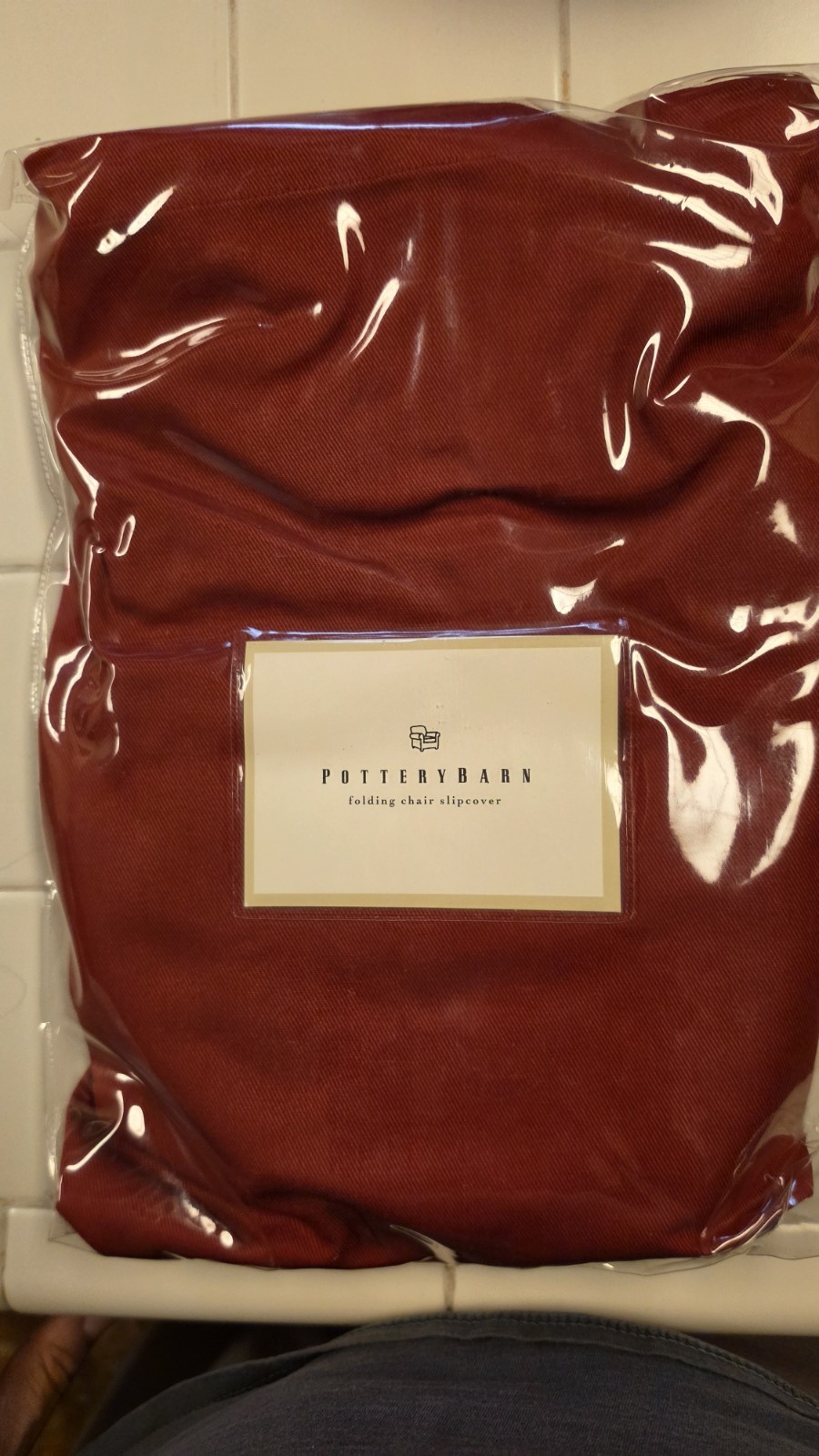 Pottery Barn Folding Chair Slipcover Red Solid Cotton