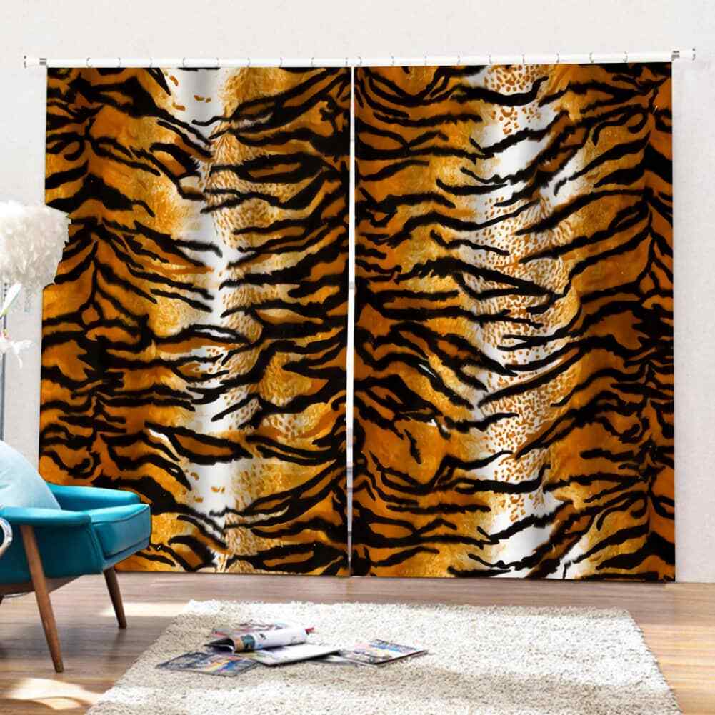 Realistic and compact tiger pattern Printing 3D Blockout Curtains Fabric Window
