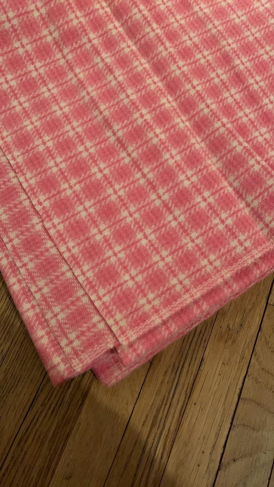 Vintage Gingham Plaid Check Windowpane Fabric 56 x 70 in.