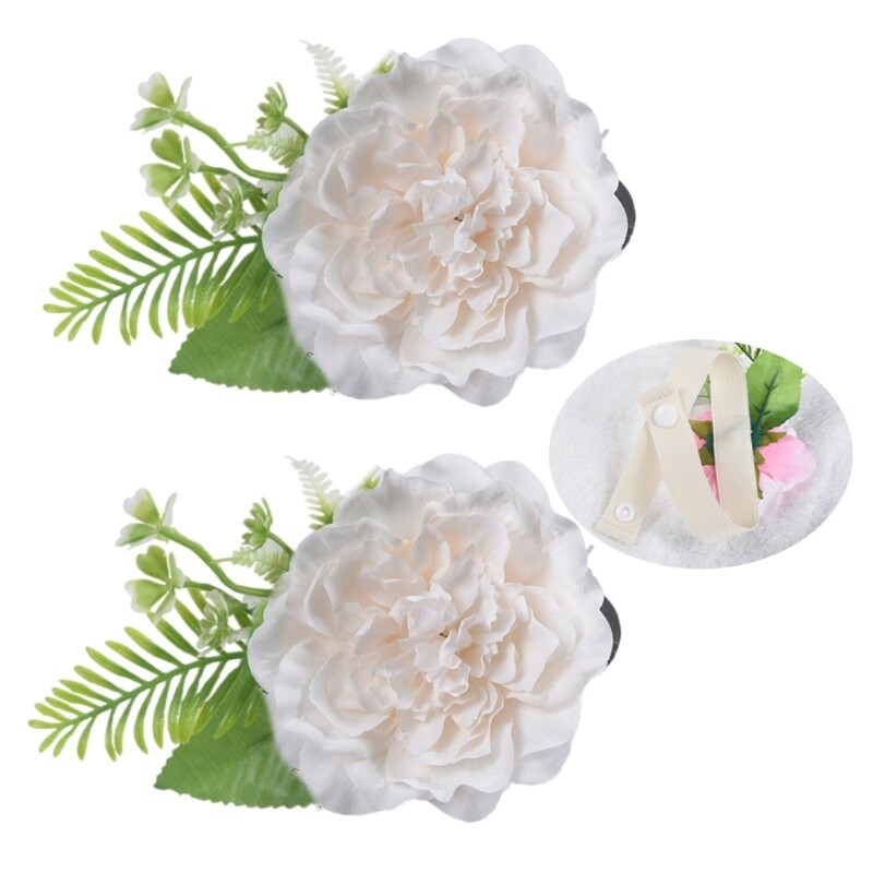 2pc Artificial Flower Curtain Ties Window Drapery Tiebacks Clips Home Styling