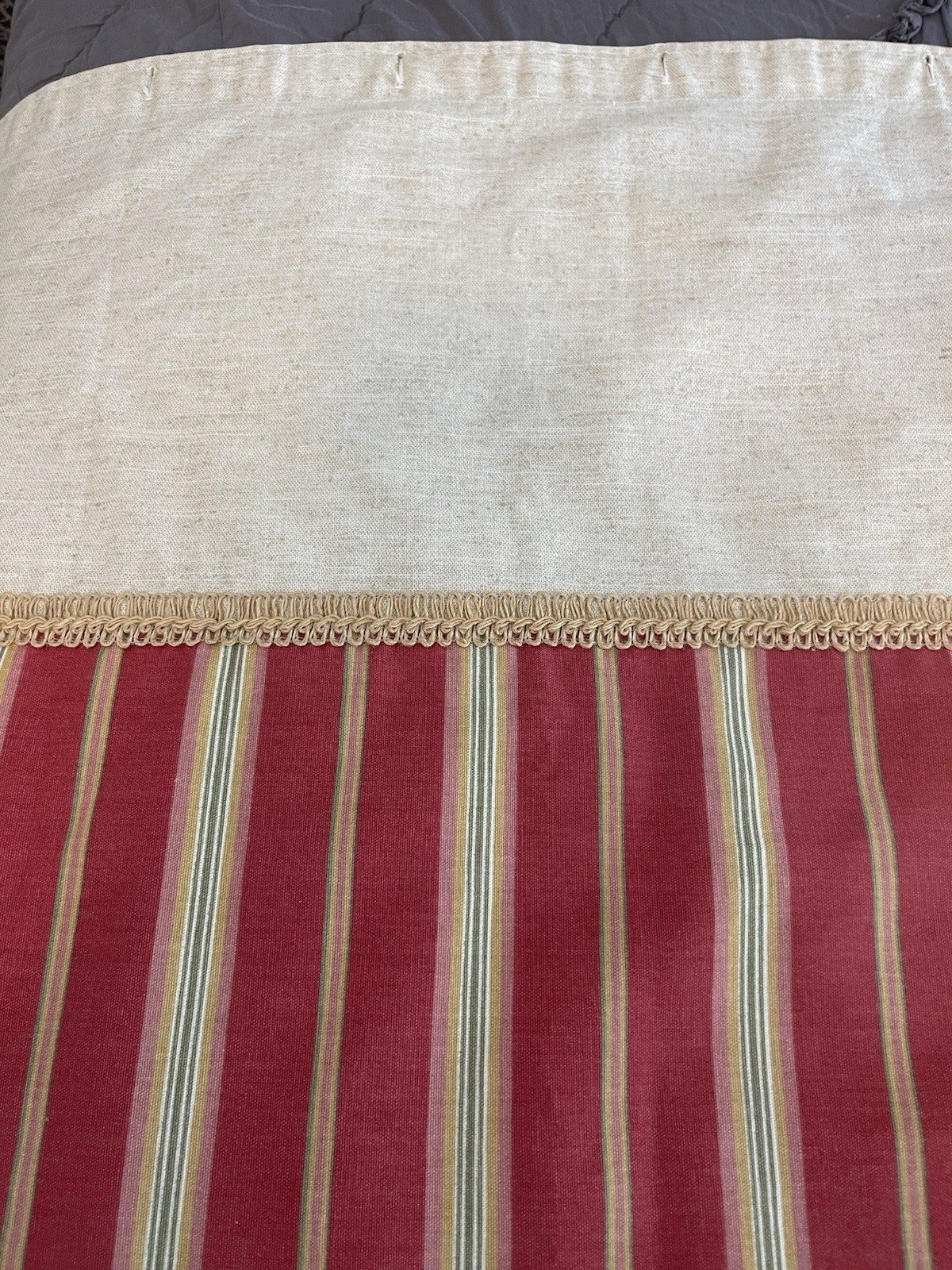 Striped Lined Fabric Shower Curtain Opaque Traditional 69×70-Red/Beige