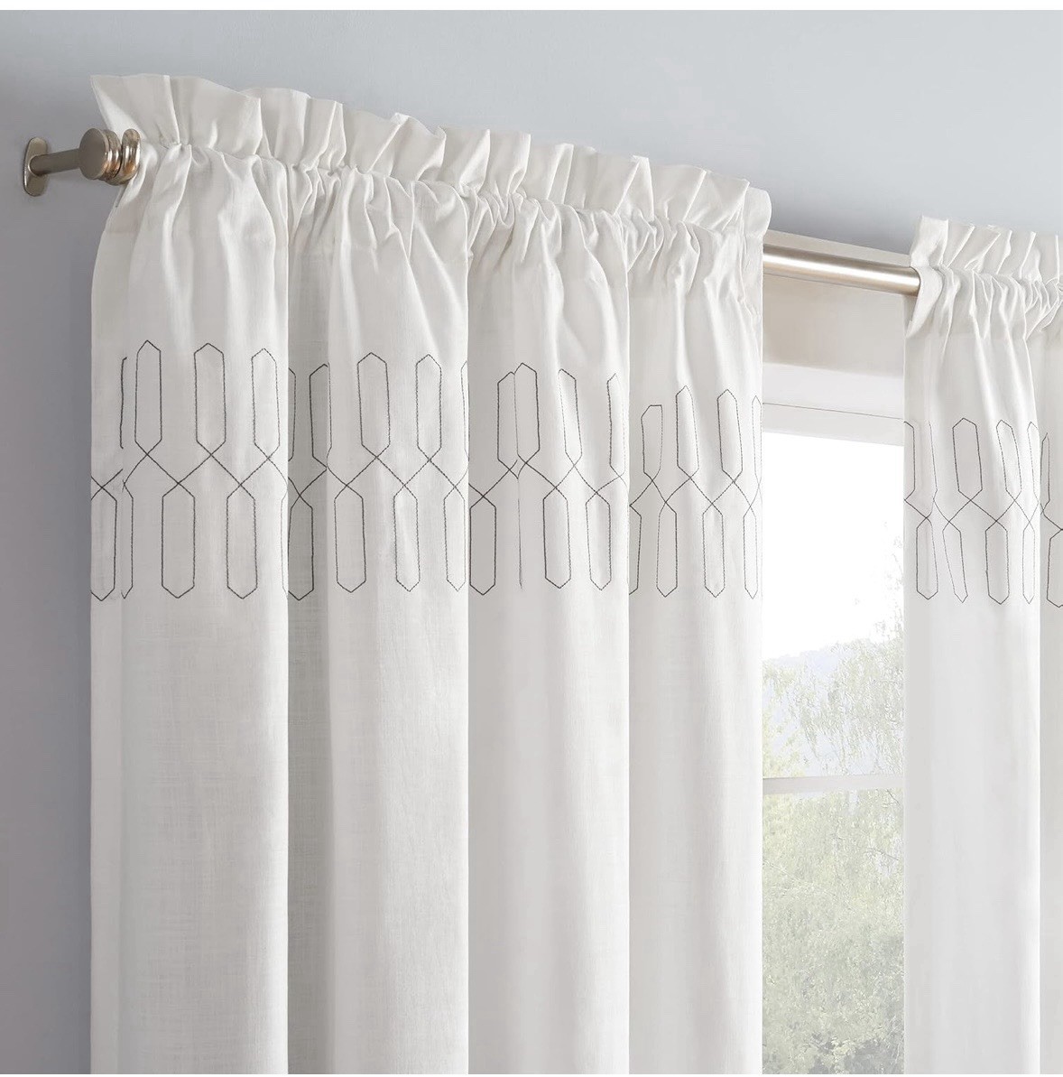 Gray/White Boho decorative Ombre Rod Pocket Curtain Panels 52x 84 (4 panels)
