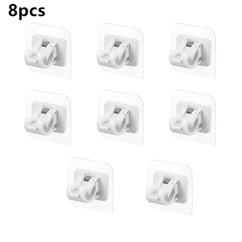 8 PCS No Drill Curtain Rod Brackets No Drilling Self Adhesive Curtain Rod Holder