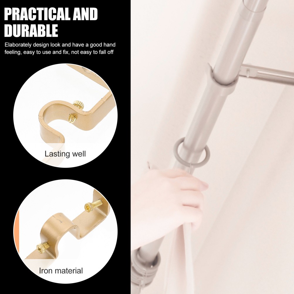 2 Sets Heavy Duty Rod Bracket Wall Mount Curtain Rod Holder Stand