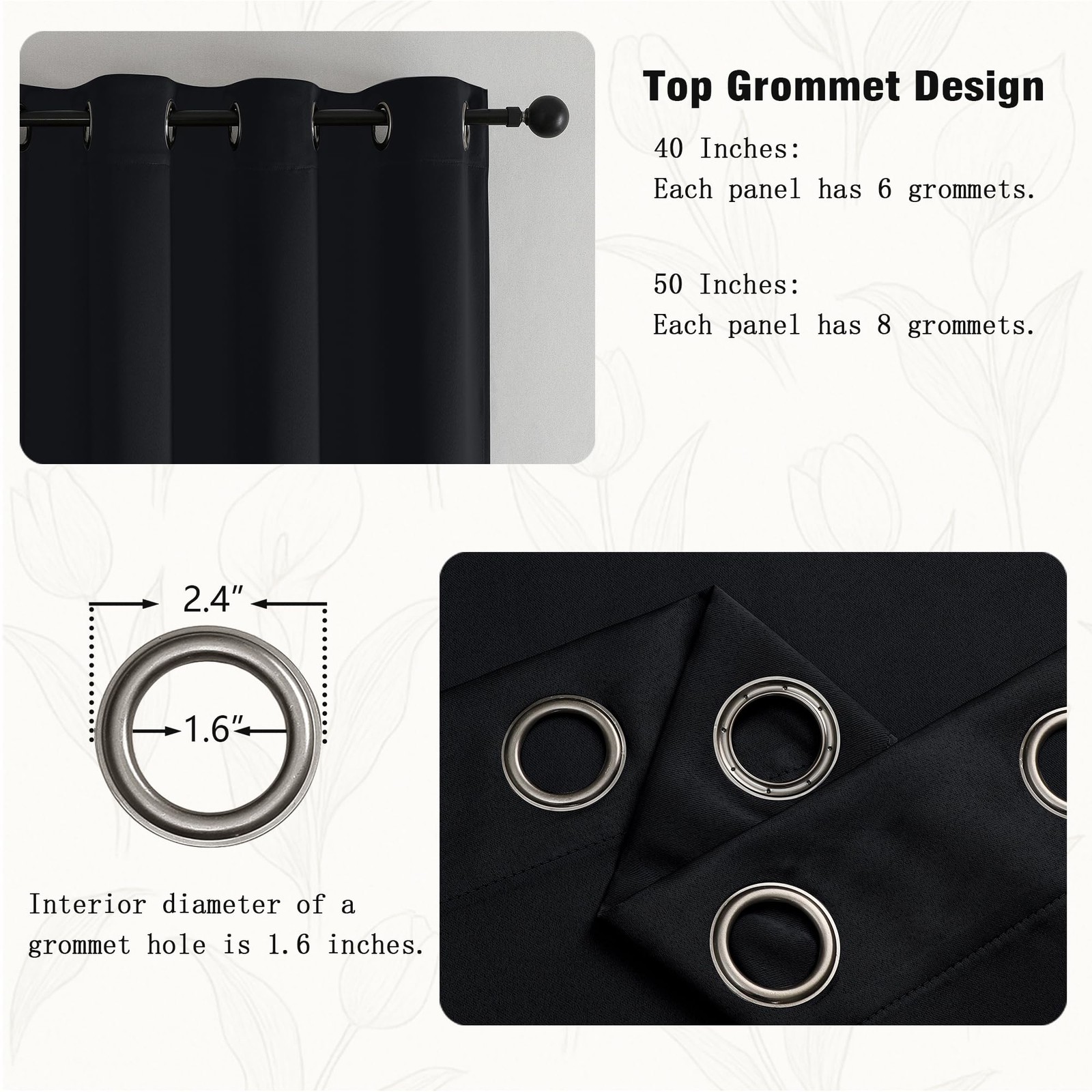 Halloween Black Extra Long 10ft Curtains for Patio 120 Inches Long 2 Panels S…