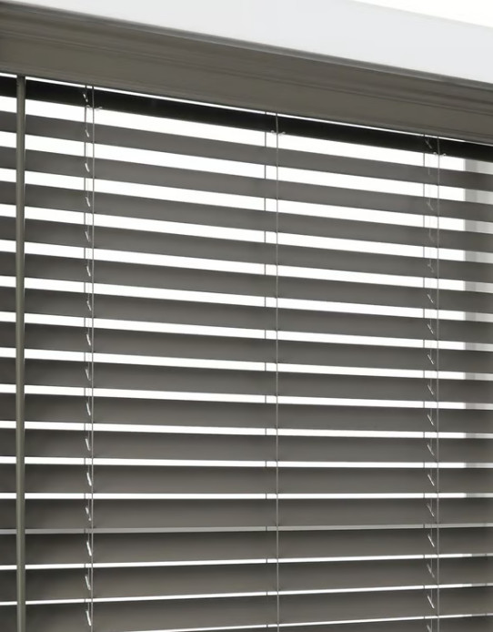 Home Decorators Dark Gray 2.5 in Premium Cordless Faux Wood Blind 33.5″W X 64″L