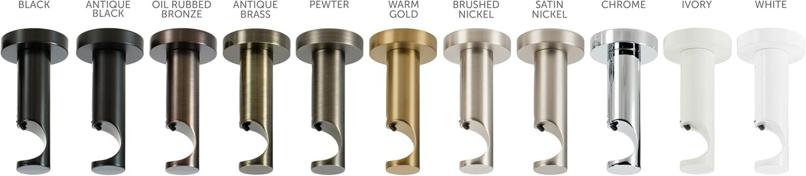 Ceiling or Wall Mount Curtain Rod Brackets Holders for Curtain Rods of 7/8 and 1
