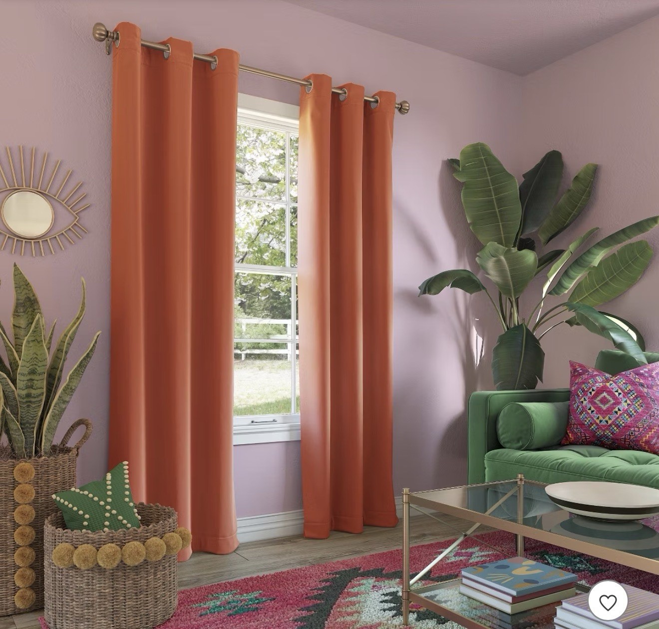Orange Black Out Curtains 2 PCS Set 52in x 64 In 2 Panels Grommet Curtains