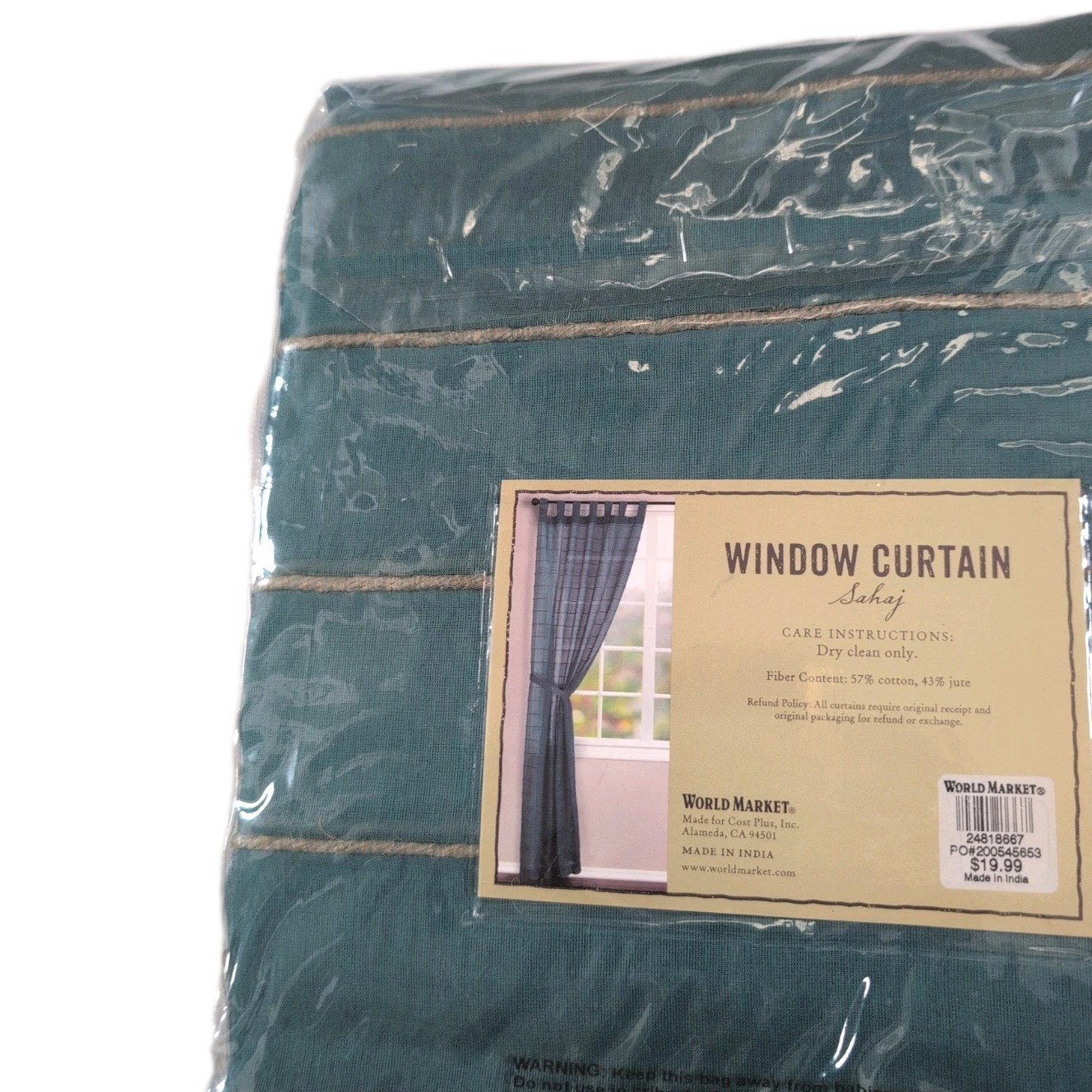 World Market Sahaj Teal Green Window Curtain Panels 45″×84″ Set Of 2 – New