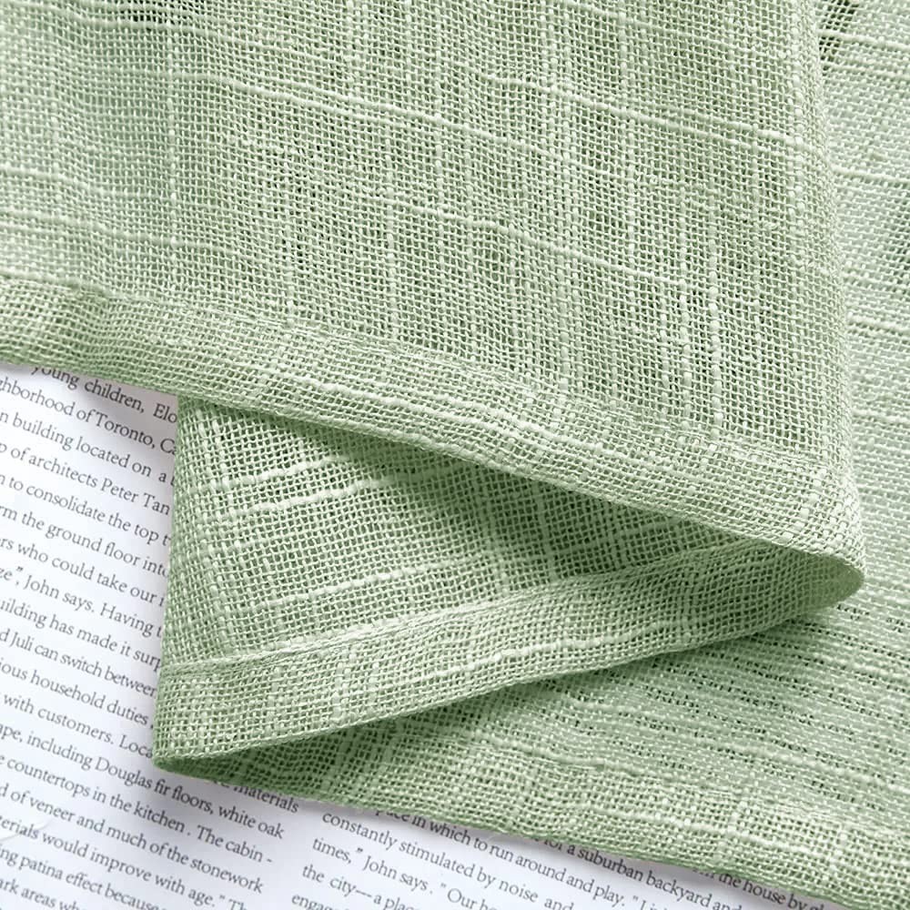 XTMYI Sage Green Linen Textured Light 25″W x 36″L (Pack of 2),