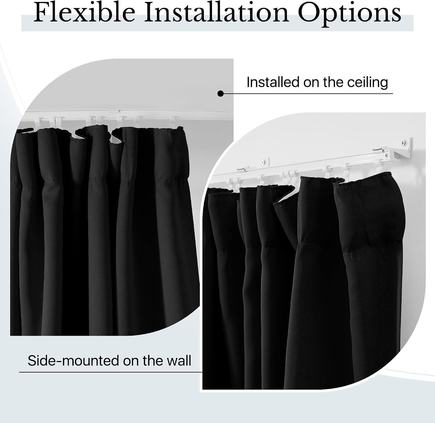 Black Room Divider Curtain Ceiling Wall Mount Track Sliding Door Panel
