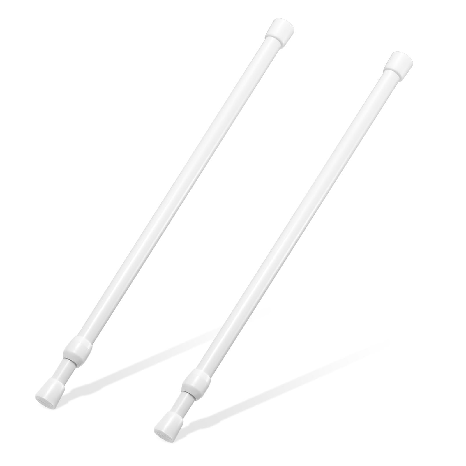 Tension Rods for Hanging Clothes 16 to 28 Inches No Drill, 5/8″ Diameter, White