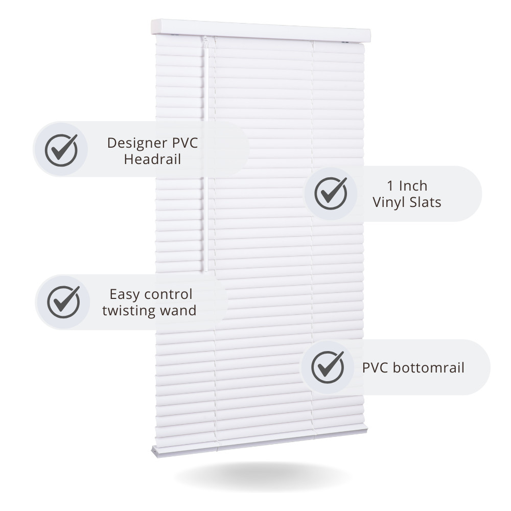 LOTUS & WINDOWARE Cordless Mini Blind, 1″ Vinyl Slats – Window Blinds for Hom…