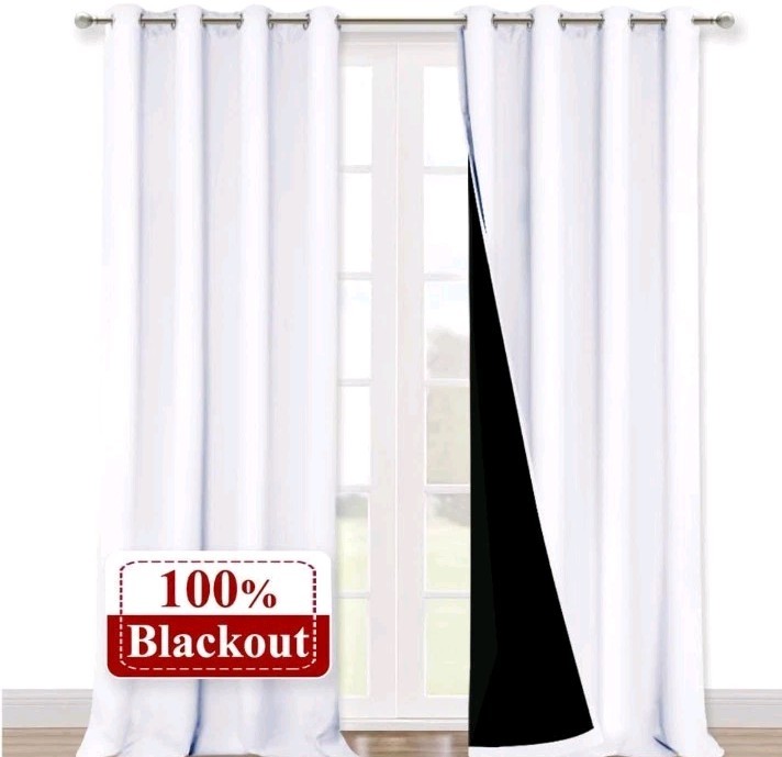 100% Blackout Window Curtain 2 Panels, Heat and Full Light Blocking 52″ X 102″