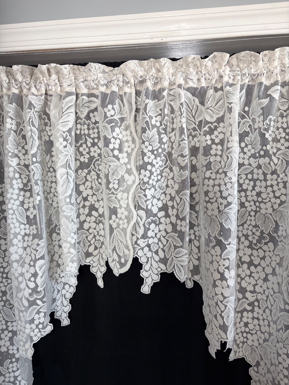 Sheer Floral Lace Cream Curtain Swag 72″W x 39″L Elegant Window Treatment